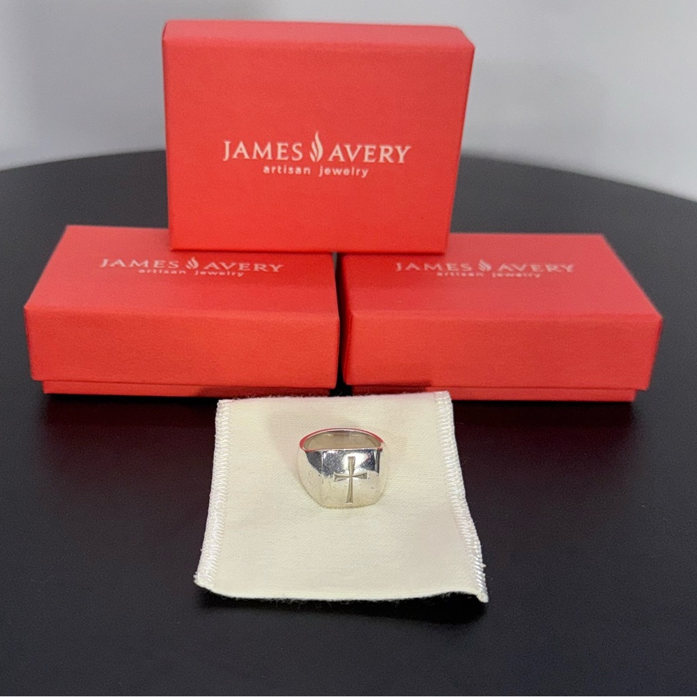 James Avery Rare Sterling Sliver Wide Cross Ring Mens Size 7.5